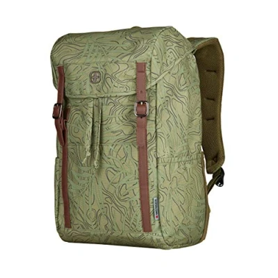 Bild av Wenger 606476 COHORT 16&#039; Flapover laptop Backpack, Padded compartment with Tablet Pocket in a Olive Fern Print (22 Litres)
