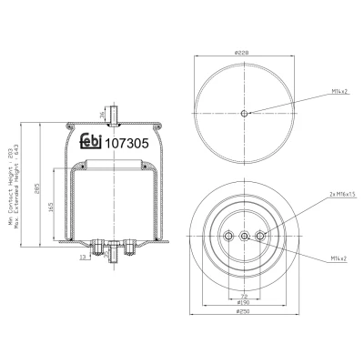 Bild av FEBI BILSTEIN 107305 Soufflet à air, suspension pneumatique IVECO: Stralis