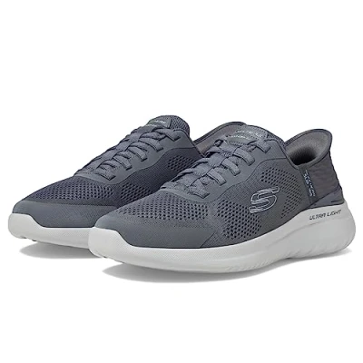 Bild av Skechers herr Bounder 2.0 Emerged Slip in Sneaker, Mörkgrått sammetstyg, 8 UK Wide