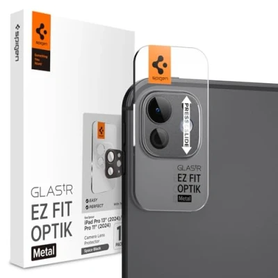Bild av Spigen Glas.tR EZ Fit Optik Metal Kamera Skärmskydd kompatibel med iPad Pro 11 Tum / 13 (2024), Rymdsvart, Full täckning, 9H härdat Glas
