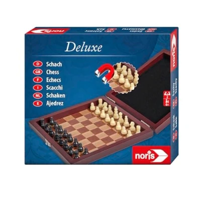 Bild av Noris 606108005 Deluxe Magnetiskt Schack Magnetiska Pjäser, Högkvalitativ Trälåda, Resestorlek, 2 Spelare, 16x16 cm, Språk: D,GB,F,I, Från 6 År