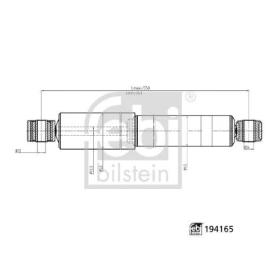 Bild av FEBI BILSTEIN 194165 stötdämpare Bakaxel vänster, höger Gastryck 550mm 343mm Tvårörs Teleskop övre ögla, nedre ögla