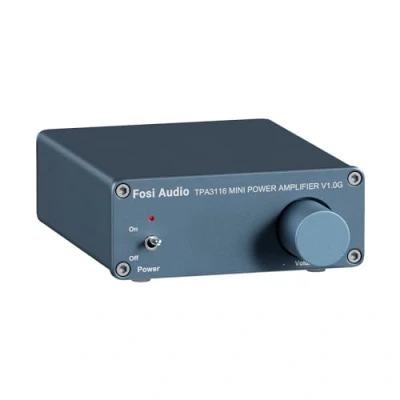 Bild av Fosi Audio V1.0G HiFi förstärkare TI Chip TPA3116D2, 50Wx2, 2 kanals klass D Miniförstärkare Stereoljud, High Fidelity Stereoförstärkare för hemhögtalare