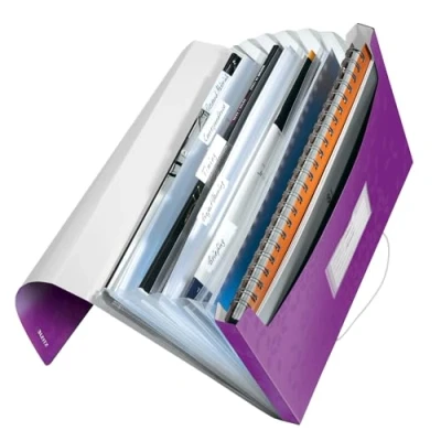 Bild av Leitz WOW Projektmapp, 6 fack, A4, gummiband, lila, 45890062