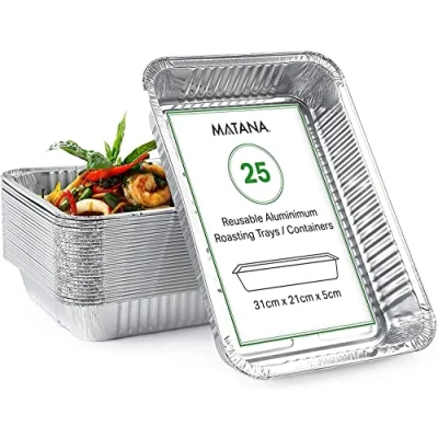 Bild av MATANA 25 Aluminiumform Rektangulär, 31x21x5cm Aluminiumbricka Droppbricka för Grillen, Frysning, Matlagning