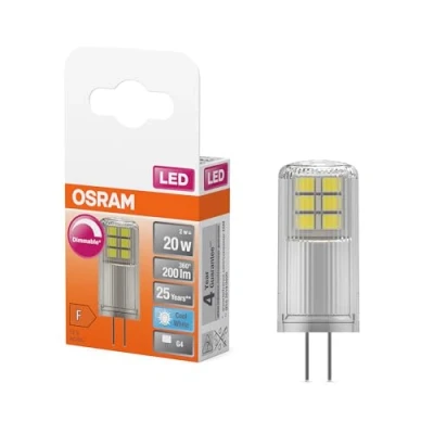 Bild av OSRAM SPECIAL PIN CL 20 LED lampa med eftermonterad G4 sockel, dimbar, stiftform, 2W, 200lm, 4000K, kallvitt ljus, bra allroundljusutsläpp, lång livslängd, 4 års garanti