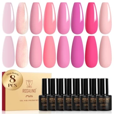 Bild av Rosalind Uv Nagellack Rosa, 8 FäRger Ljusrosa Neonrosa Gel Nagellack, VåR Sommarvalentins Dag Shellac Rosa BlöT Av FäRggel FöR Nagelmanikyr