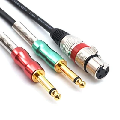 Bild av SiYear 6,6 fot XLR hona 3 stift till 6,35 mm 1/4 tum mono hane ljud Y delningskabel, dubbel stereo mikrofon omvandlare adapterkabel (2 m)