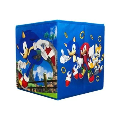 Bild av Character World Sonic the Hedgehog officiellt licensierade förvaringslådor 2 pack hopfällbara förvaringskuber ringdesign perfekt för att organisera barnrum, lekrum barn