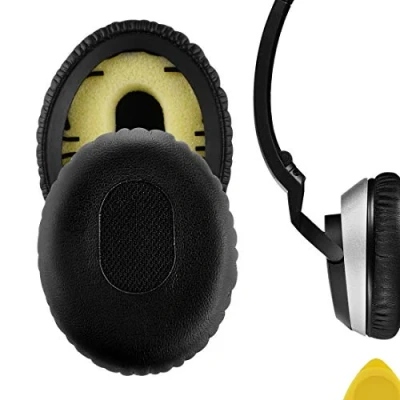 Bild av GEEKRIA QuickFit Protein läder reserv öronkuddar för Bose On Ear OE, OE1, QuietComfort QC3 hörlurar öronkuddar, headset öronkudde reparationsdelar (svart)