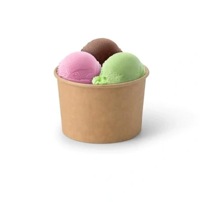 Bild av Greenbox 50 x glassbägare kartong 200 ml brun engångsmuggar plastfri och biologiskt nedbrytbar dessertskål to go mugg