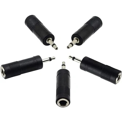 Bild av zdyCGTime 3,5 mm till 6,35 adapter, mono 1/8 tum ljud hane 1/4 hona mikrofon plugg adapter uttagomvandlare. 5 stycken