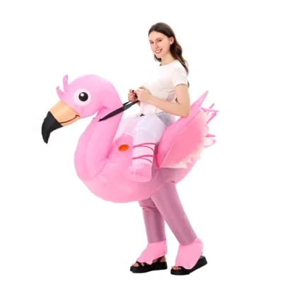 Bild av FXICH Uppblåsbar flamingodräkt för vuxen, uppblåsbar, halloween och cosplay maskeraddräkt