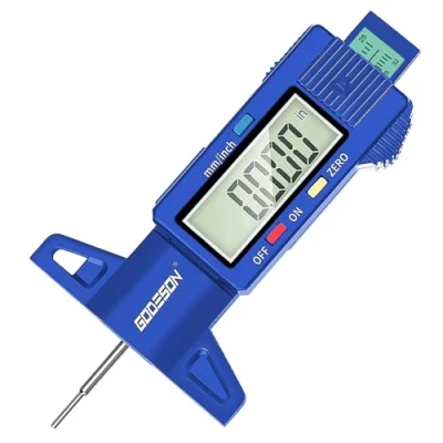 Bild av GODESON blå digital djupmätare för däck, 0 25,4 Mm tum däckmätare med stor LCD display och däck Mätverktyg bilar, lastbilar, motorcyklar