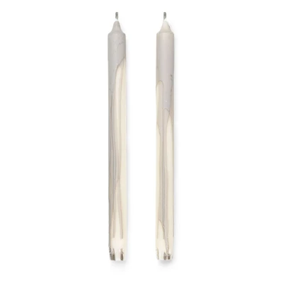 Bild av ferm LIVING Ljusstake Dryp, grå, höjd 30 cm, stearin, set om 2