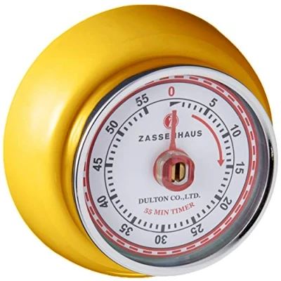 Bild av Zassenhaus Kökstimer, magnetisk, retro, klassisk, mekanisk, matlagningstimer (gul), 7 cm