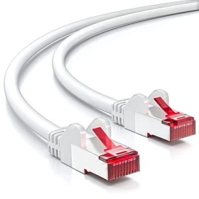 Bild av deleyCON 2m CAT6 Patchkabel S/FTP PIMF Skärmning CAT 6 RJ45 Nätverkskabel Ethernet Kabel LAN DSL Switch Router Modem Access Point Patch Paneler Vit