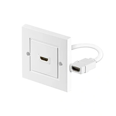 Bild av PremiumCord HDMI vägguttag, uttag uttag, kabelns längd 17 cm, guldpläterade anslutningar, vit