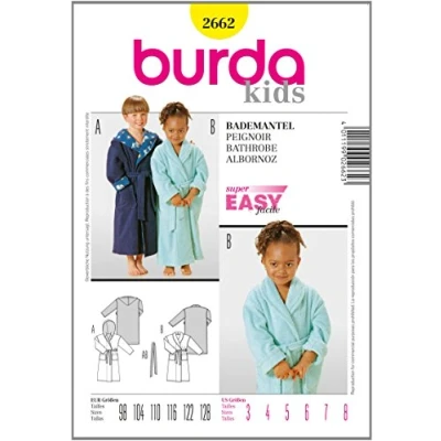 Bild av Burda Mönster 2662, badrock för flickor och pojkar i storlek 98128