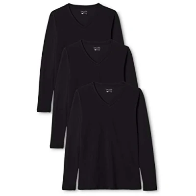 Bild av Berydale Långärmad skjorta med V ringning i 100 % bomull, Dam, Svart (3 pack), XS