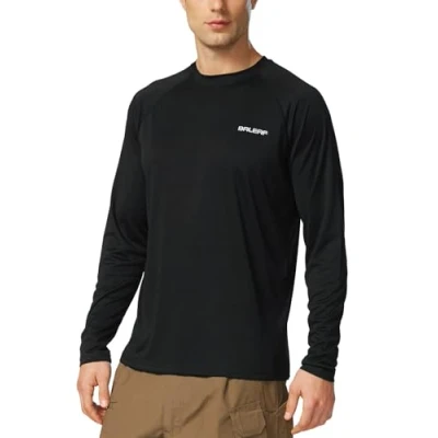 Bild av BALEAF UV skjorta herr vatten skydd UPF 50+ rashguard solskydd långärmad skjorta, A svart, L