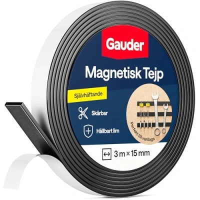 Bild av GAUDER Magnetisk tejp självhäftande magnetremsor med baksida magnetrulle klibbig (3 m)