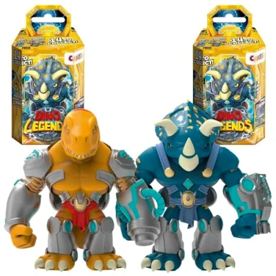 Bild av Craze Dino Legends 2 pack x actionfigurer för barn, dinosaurier krigare figurer att samla och leka, med vapen tillbehör
