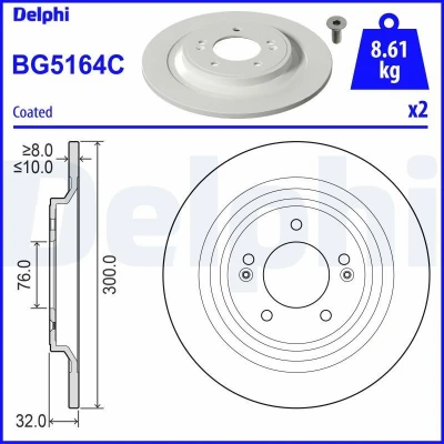 Bild av Bromsskiva DELPHI BG5164C