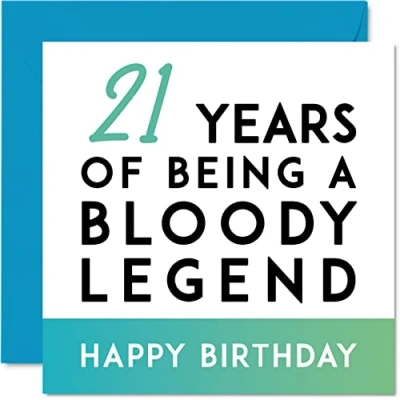 Bild av Roligt 21 års födelsedagskort för män kvinnor Being A Legend, &#039;Twenty First Happy Birthday&#039; kort honom hennes bror syster son dotter, 145 mm x skämt gåvor humor sarkasm gratulationskort