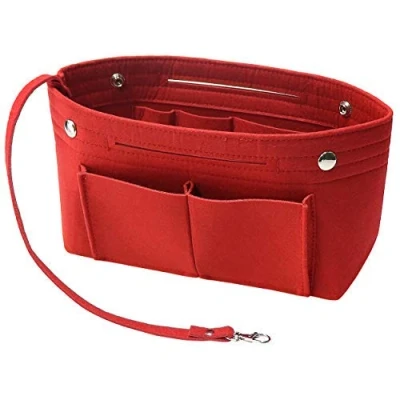 Bild av Soyizom Filt handväska organiseringsfoder formare insats väska i med nyckelring för Speedy Neverfull, 8 färger (röd, Large)
