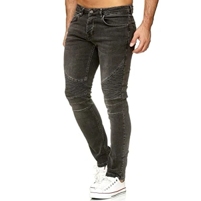 Bild av Tazzio jeans herr slim fit biker sliten look stretch byxor denim 16517, svart, 40W x 32L