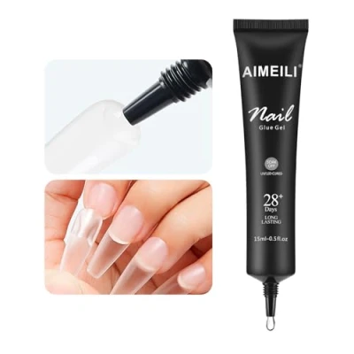 Bild av AIMEILI Solid Ultrastark Gel Nagellim, transparent lim på rör, nagelbond gellim för akrylnaglar, nagel och nageltips med tryck 15 ml