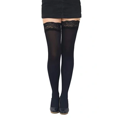 Bild av Färgglada ogenomskinliga 40 denier mikrofiber hold ups strumpor av SENTELEGRI, storlekar S XXL, Svart, XXL