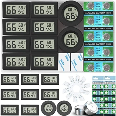 Bild av Vaikby Rumstermometer, inomhustermometer, hygrometer, digital mini temperaturmätare, stor LCD skärm, celsius, för hus, växthus, baby, kontor, hem, trädgård, källare, 10 pack