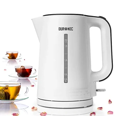 Bild av Duronic EK17 WE vattenkokare 1,7l kapacitet 2200 watt Snabbmatlagning Bas med trådlös Automatisk avstängning Modern design Vit