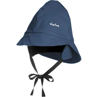 Bild av Playshoes Unisex barn regnmössa fodrad vind och vattentät regnhatt regnkläder, marint fleecefoder, 47