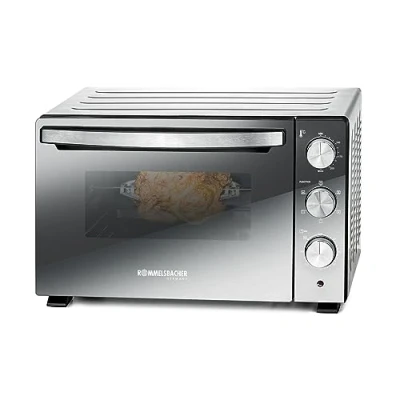 Bild av ROMMELSBACHER Bak och grillugn BGS 1500 energibesparande effektiva, bakrum non stick belagda, 6 värmetyper, roterande spett, 120 min. Timer, dubbelglasering, silver, 1 500 W, rostfritt stål