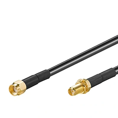 Bild av Goobay 51676 WLAN antennförlängningskabel, RP SMA kontakt till uttag, 2 meter, svart/förgylld