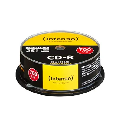Bild av Intenso CD R 80 minuter 700 Mb 52 x hastighet inspelningsbar utskriftsbar Media Cake Box 25 st (paket med 1)