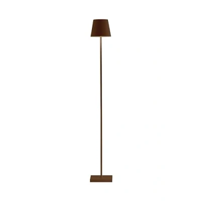 Bild av Zafferano, Poldina L lampa, Uppladdningsbar Sladdlös Golvlampa med Touchkontroller, Lämplig för Inomhus och Utomhus Bruk, Dimmer, 2200 3000 K, Justerbar Höjd 52 122 CM, Corten Färg