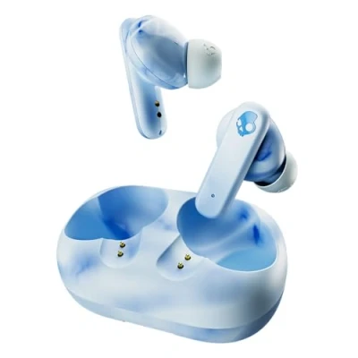 Bild av Skullcandy EcoBuds, Trådlösa Hörsnäckor, 8 Timmars Batteri, Batterifritt Laddningsfodral, Mikrofon, Fungerar med iPhone, Android och Bluetooth, Glacier