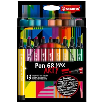 Bild av STABILO Pen 68 MAX EO768/18 21 Tuschpennor, Flerfärgad, 18 stycken