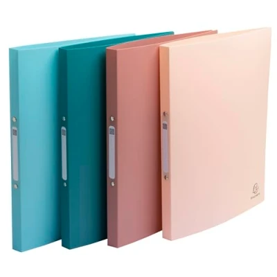 Bild av Exacompta Ref. 54270E Förpackning med 4 Skandi flexibla pärmar återvunnen PP 2 runda ringar 20 mm rygg Ytterformat: 32x25 cm A4 arkiveringsformat assorterade färger