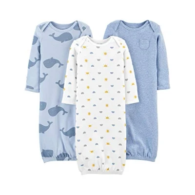Bild av Simple Joys av Carter&#039;s Baby Boys nattklänningar (förpackning med 3), Ljung/ränder/valar, 0 Months