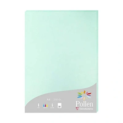 Bild av Clairefontaine ref 24233C pollenfärgat papper (paket med 25 ark) A4 (210 x 297 mm), 210 gsm papper, bläckstråleskrivare och laserskrivarkompatibel, syrafri jadegrön