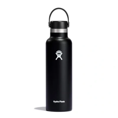 Bild av HYDRO FLASK Drickflaska 621 ml (21 oz) Vakuumisolerad stålflaska i pulverlackerat rostfritt stål med läckagesäker Flex Cap BPA fri Bredmun Black