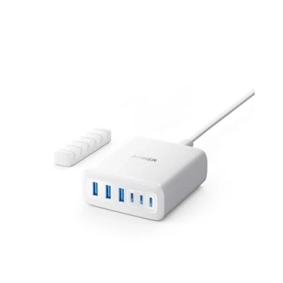 Bild av Anker USB C Laddare, 6 Portars Laddningsstation med 112 W Uteffekt, för iPhone 16/16 Plus/16 Pro/16 Pro Max/15/14/13/12 Serien, MacBook Air, Pixel, Galaxy, iPad, och Mer (Utan Laddningskabel)