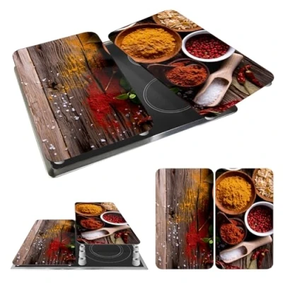 Bild av Wenko spisskyddsplatta universal krydda, 2 pack spisskydd för alla spis, härdat glas, 30 x 52 cm, flerfärgad