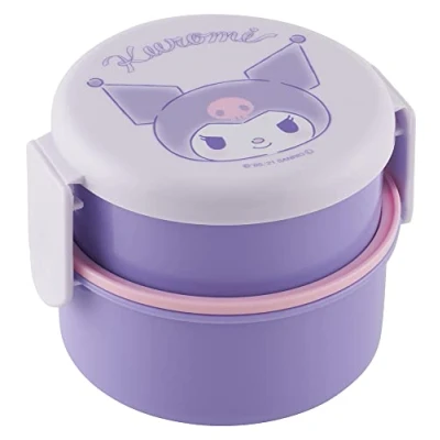 Bild av Skater Kuromi 2 nivåer rund Bento lunchlåda med folk (17 oz) autentisk japansk design mikrovågsugnssäker lila