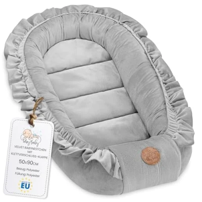 Bild av Nest för baby babynest nyfödd Minky spjälsäng mångsidigt bärbart kramvänligt tillbehör varm vinterkokong Velvet Grå